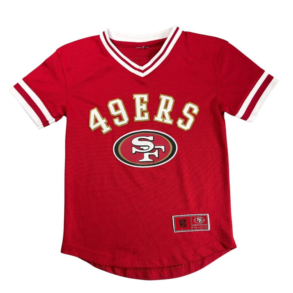 NFL Team Apparel Women's San Francisco 49ers Jersey Red V-Neck T-Shirt Size S